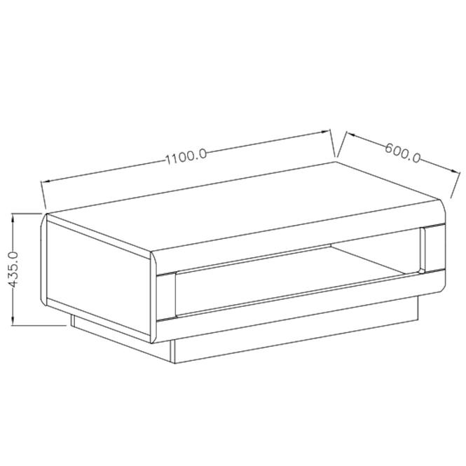 Couchtisch Tulsa 110cm Weiß Glänzend