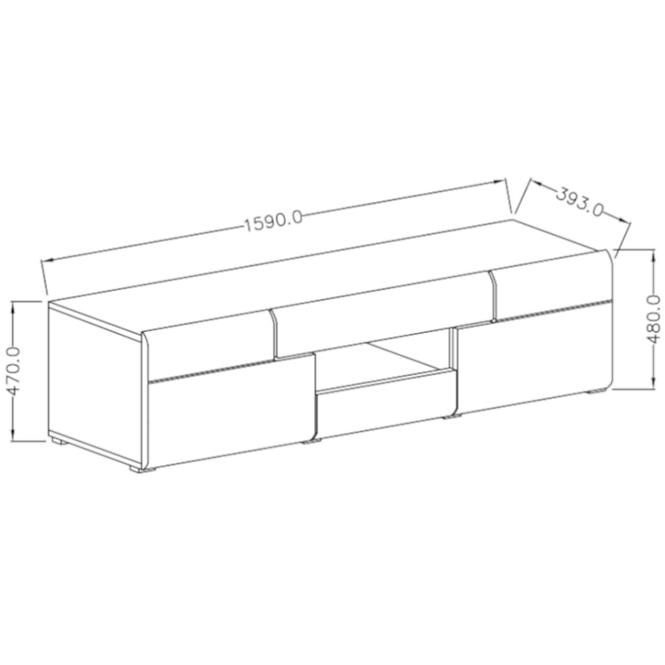 Tv Tisch Toledo 159 cm Eiche San Remo/Weiß