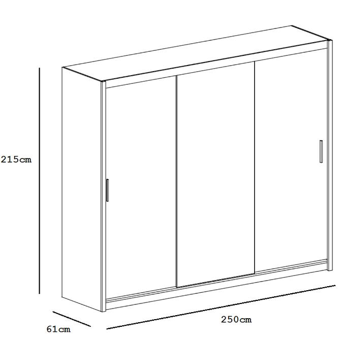 Schrank Batumi 250cm Graphit/Spiegel