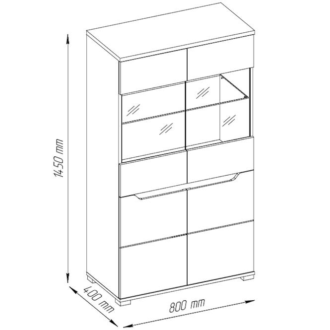 Vitrine Vincent 80cm Weiß/Eiche Wotan