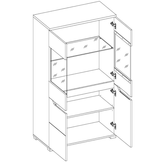 Vitrine Vincent 80cm Weiß/Eiche Wotan