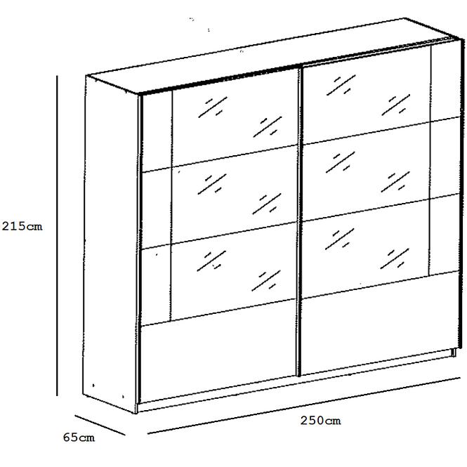 Schrank Talin 250cm Eiche Wellington/Spiegel