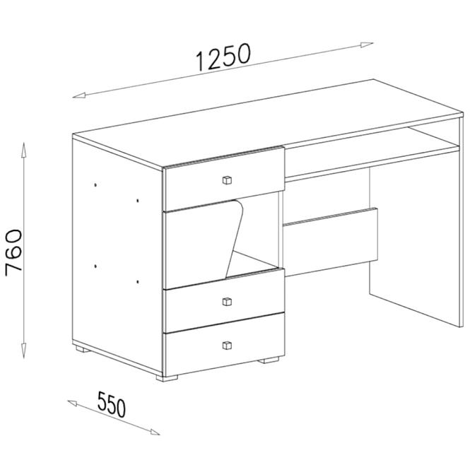 Schreibtisch Delta 125cm  Eiche/Antacit