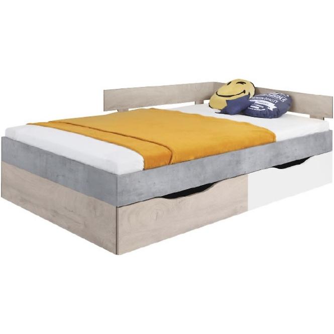 Bett Sigma 120cm Beton/Weiß/Eiche