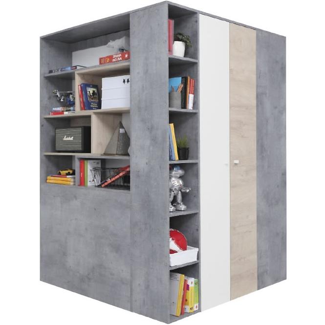 Schrank Sigma 135cm Beton/Weiß/Eiche