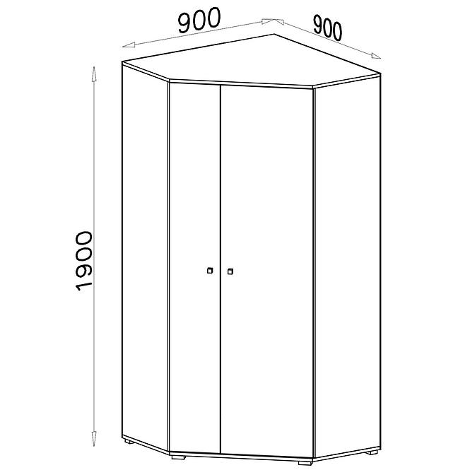 Schrank Sigma 90cm Beton/Weiß/Eiche