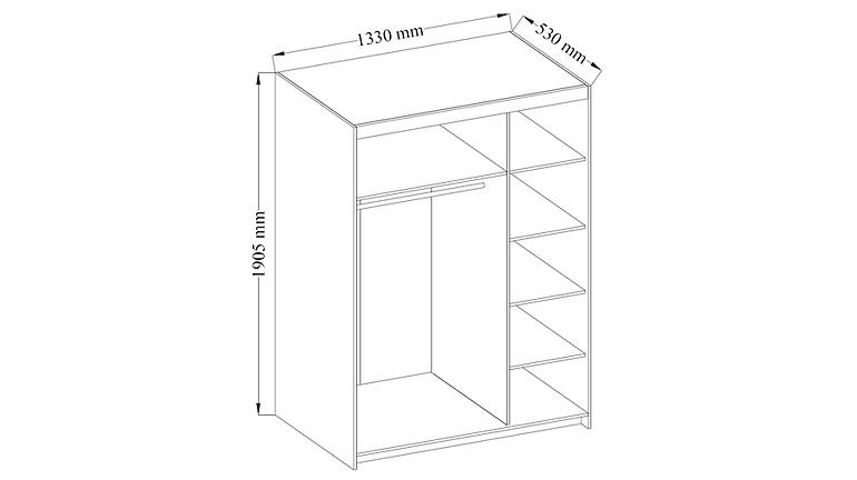 Schrank Elena 133cm Eiche Sonoma/Spiegel