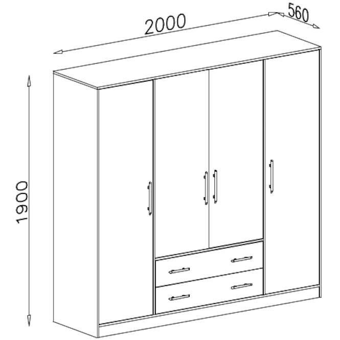 Schrank Smart 200cm Eiche Sonoma/Weiß