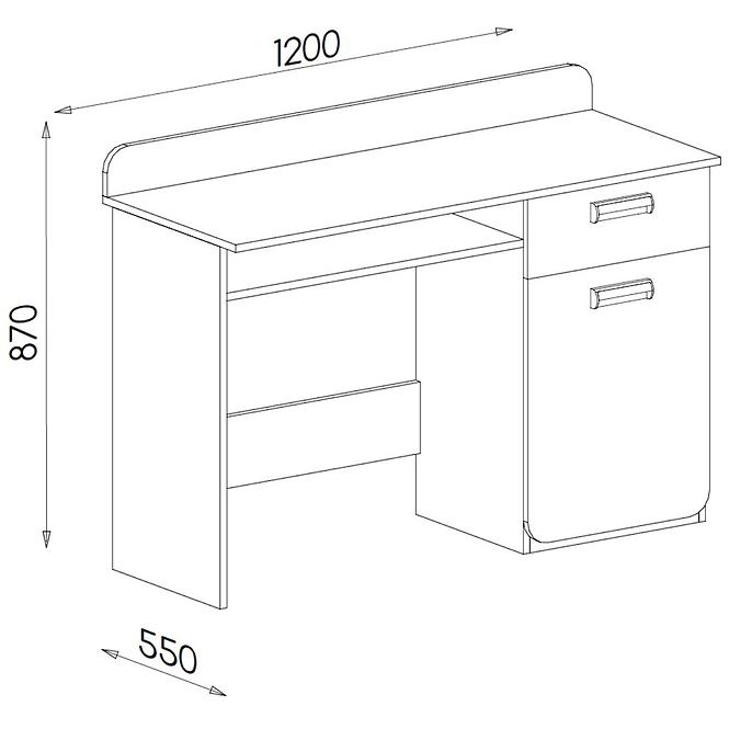 Schreibtisch Lorento 120cm Eiche Nash/Weiß