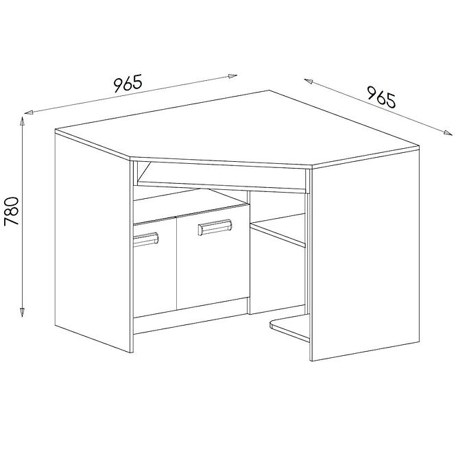 Schreibtisch Lorento 97cm Eiche Nash/Weiß