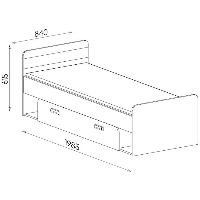 Bett Lorento 190cm Eiche Nash/Weiß