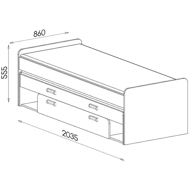 Bett Lorento 200cm Eiche Nash/Weiß