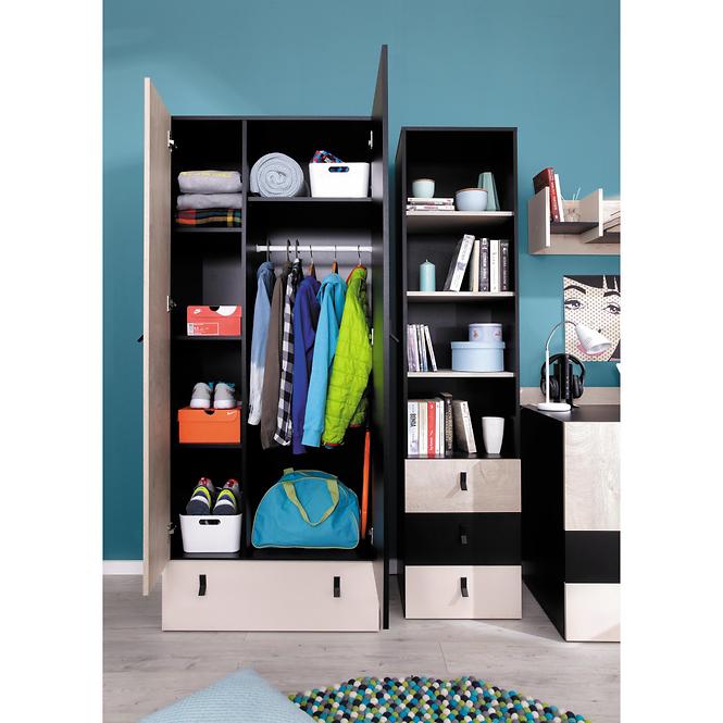 Schrank Planet 80cm  L/R Schwarz/Eiche/Beige