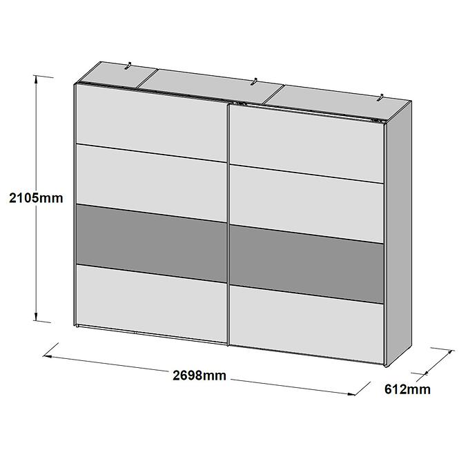 Schrank Jakobina 270cm Eiche/Schwarz