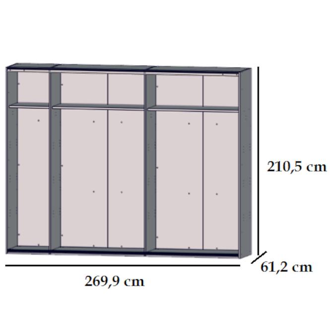 Schrank Jakobina 270cm Eiche/Schwarz