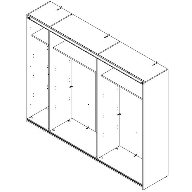 Schrank Jakobina 270cm Eiche/Schwarz