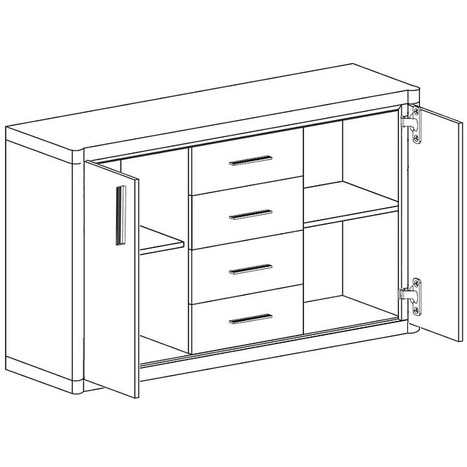 Kommode Dallas 137cm Eiche Trüffel