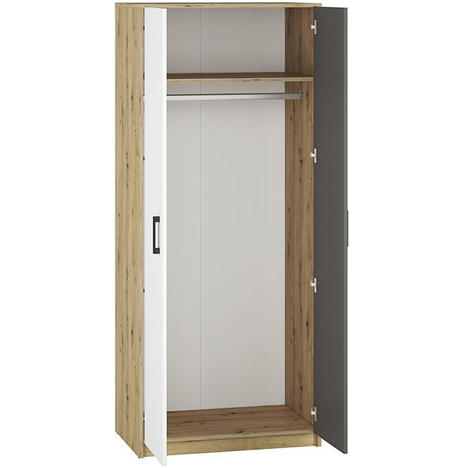 Schrank Fini 80cm Eiche Artisan/Weiß/Antracit