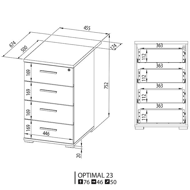 Erweiterung 46cm Optimal Eiche Sonoma