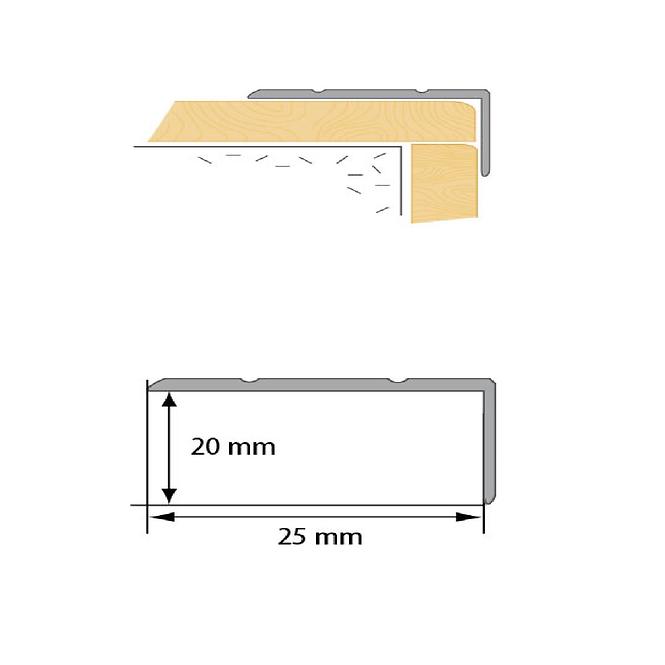 Treppenprofil schmal LSW 20x25 Kleber 1,35 Eiche hell