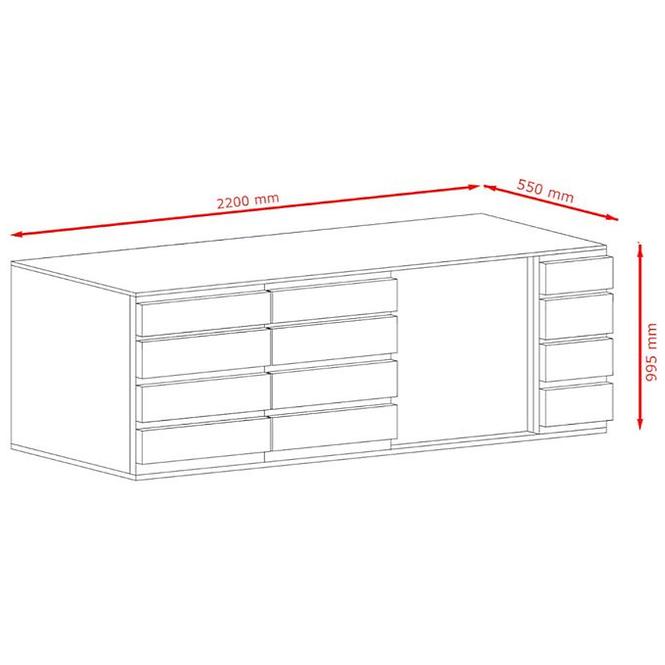 Kommode Miro 220cm Eiche Wellington