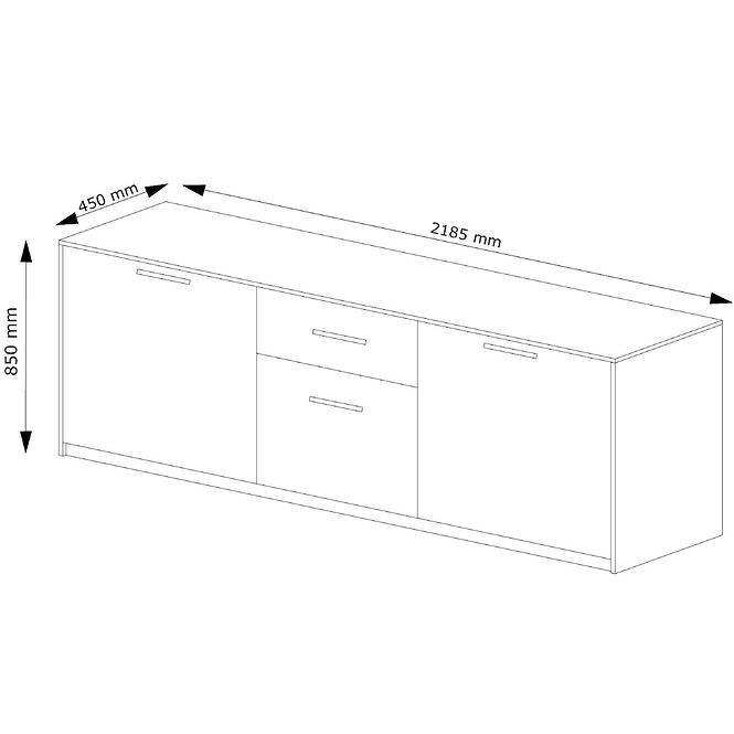 Kommode Lille 219cm Eiche Wellington