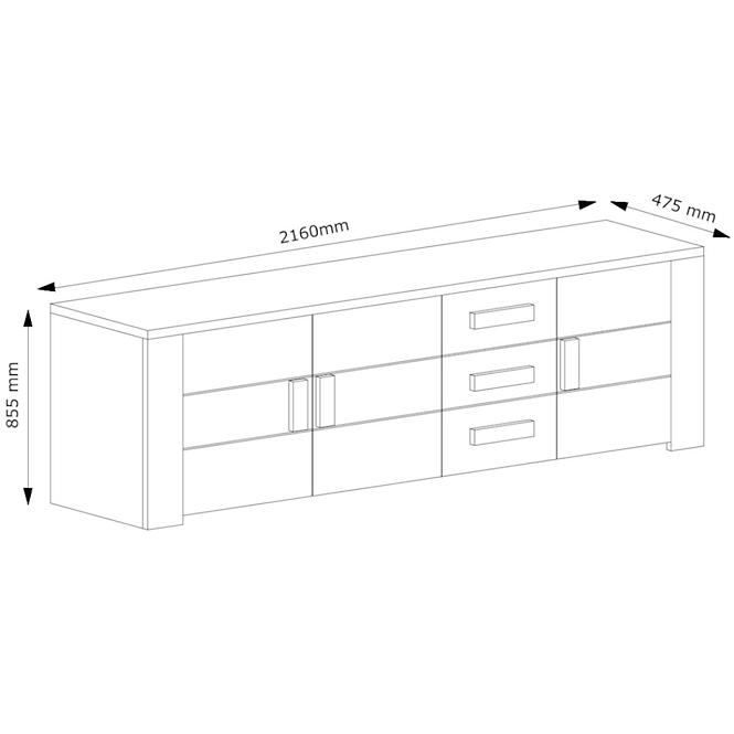 Kommode Lyon 216cm Eiche Wellington