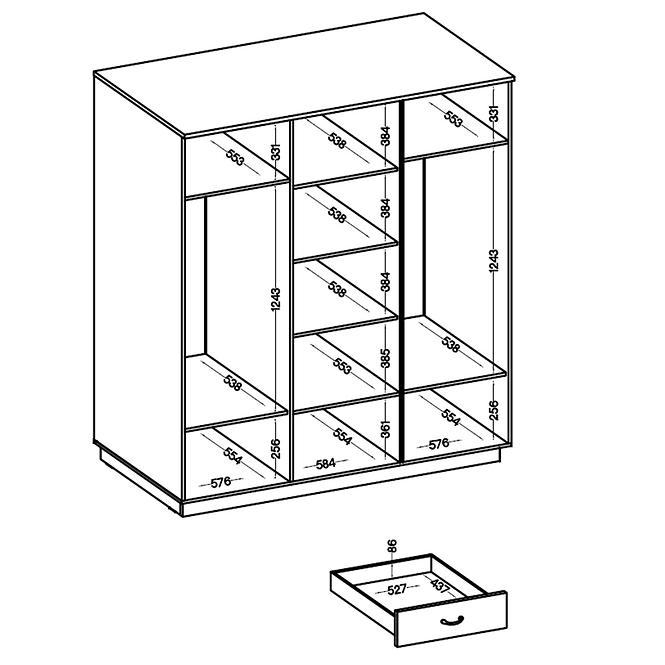 Schrank Flawia180cm Weiß/Artisan