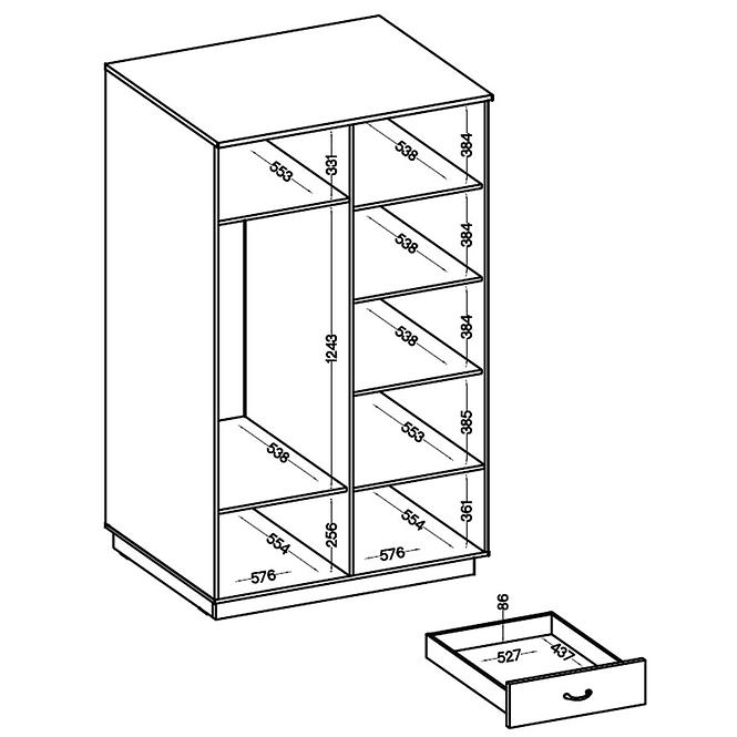 Schrank Flawia 120cm Weiß/Artisan