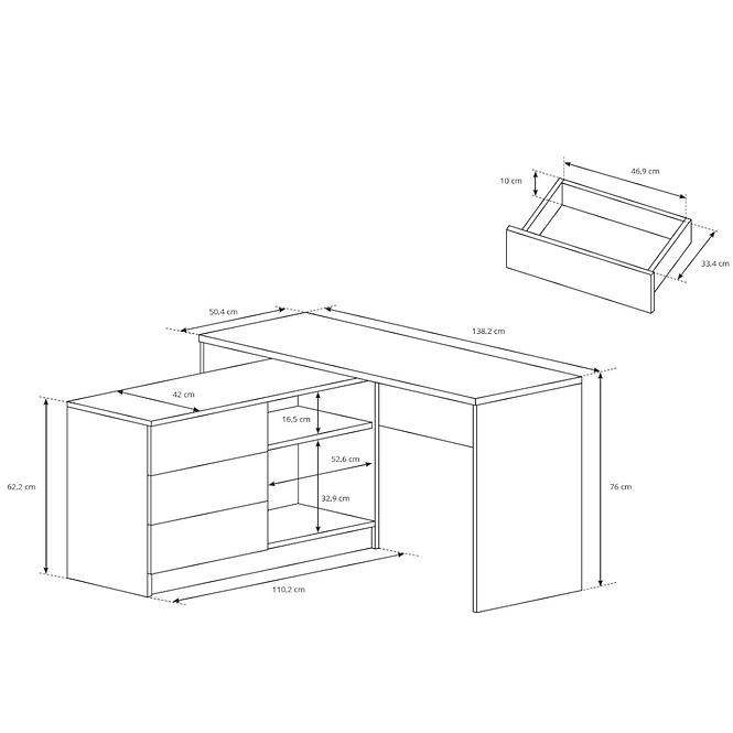 Schreibtisch Teo 139cm Grafit