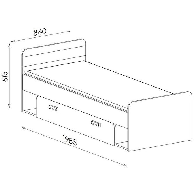 Bett Lorento 190cm Asche/Grün