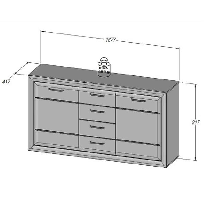 Kommode Lenox 168cm Weiß/Beton