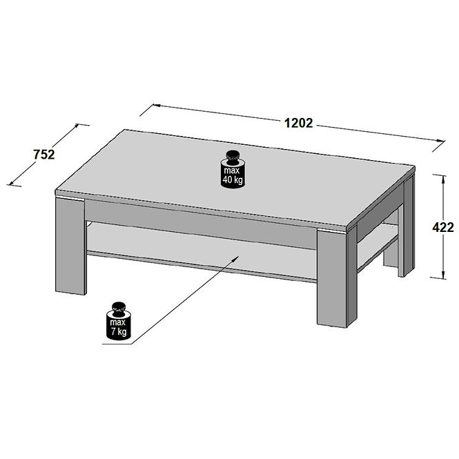 Couchtisch Lenox 120cm Weiß/Beton