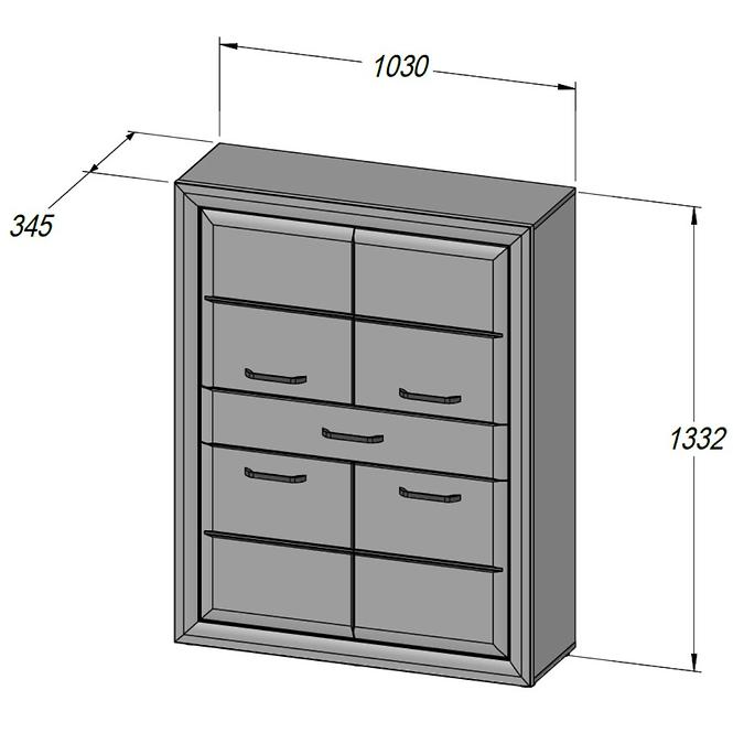 Schrank Lenox 103cm Weiß/Beton