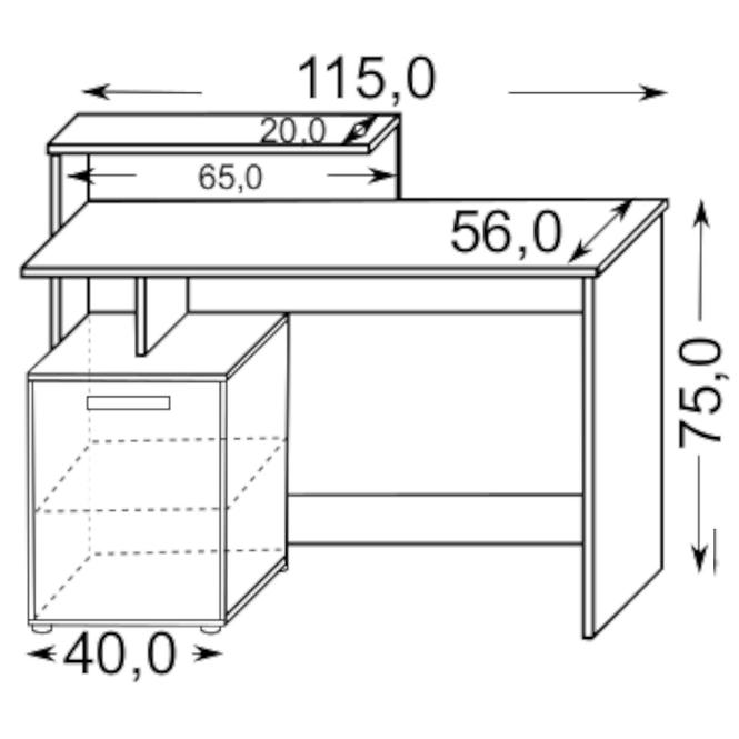 Schreibtisch 113cm Craft Golden/Weiß