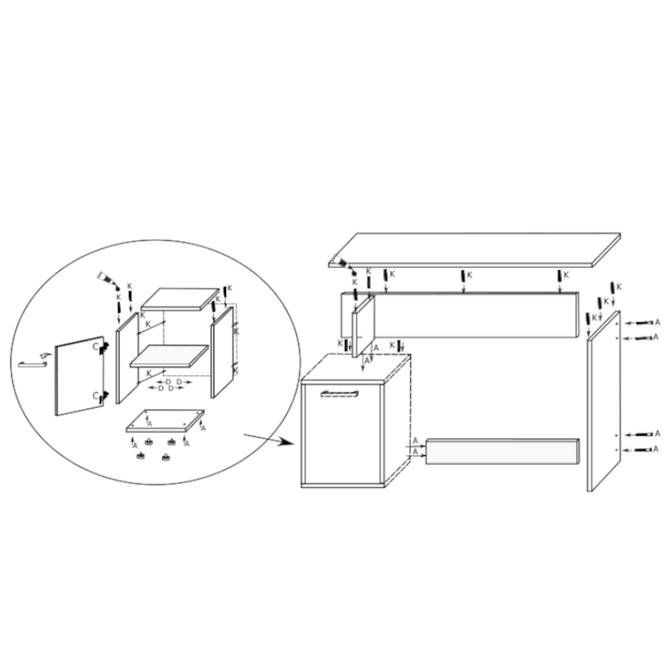 Schreibtisch 113cm Craft Golden/Weiß