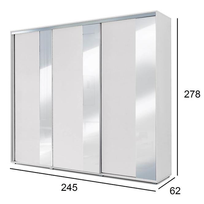 Schrank Nadia 278cm Spiegel Weiß