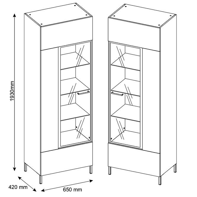 Vitrine Lucas 65cm Eiche Artisan/Schwarz