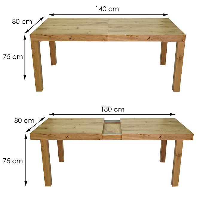 Tisch 140x80+40 Eiche