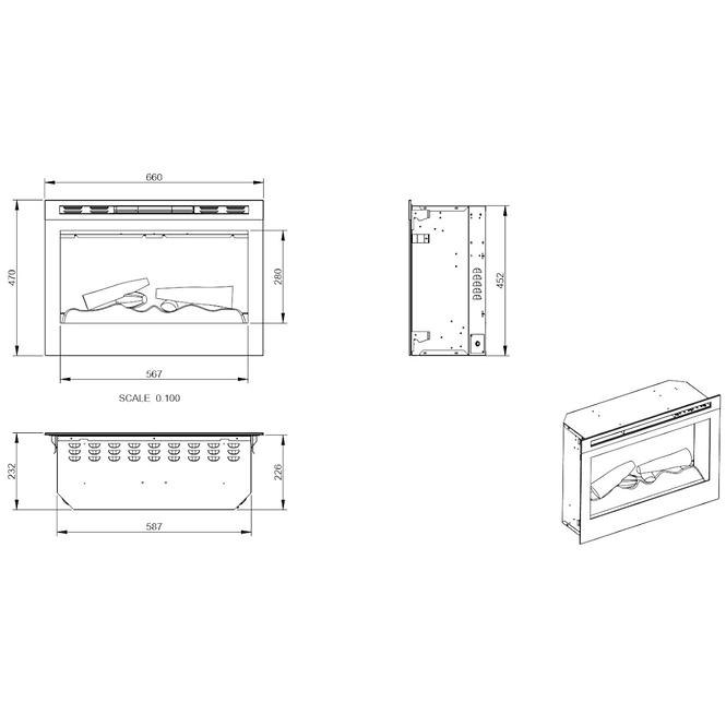 Elektrische Kamineinlage 25˝ LED 1400 W