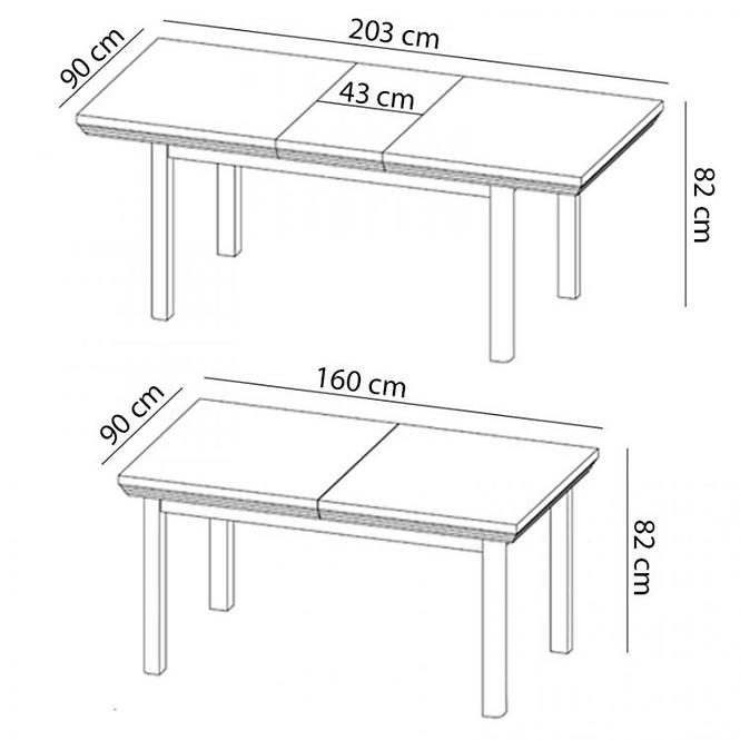 Tisch Royal 160x90+43 Kiefer Nord/Eiche, ST