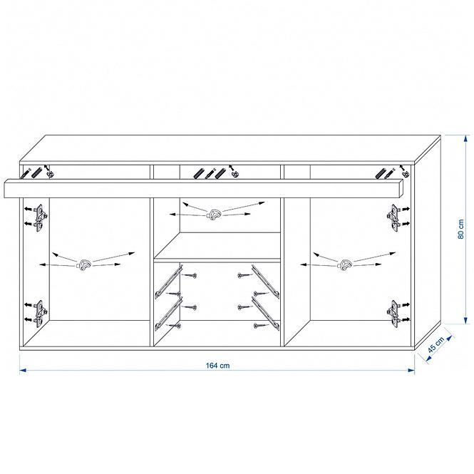 Kommode Samba 164cm Pflume/Grafit