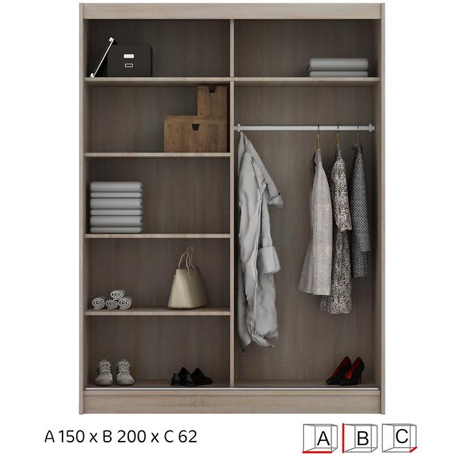 Schrank Madera 150cm Schwarz/Rot