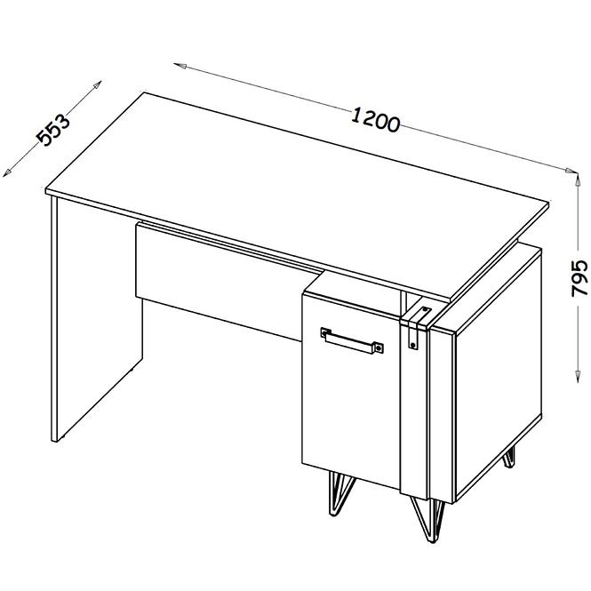 Schreibtisch Lofter 80cm Eiche Wotan/Beton Mill