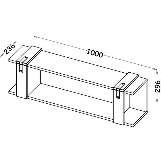 Regal Lofter 100cm Eiche Wot/Beton Mill