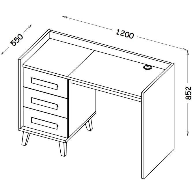 Schreibtisch Werso 85cm Eiche Riviera/Weiß Bryl/Antrac