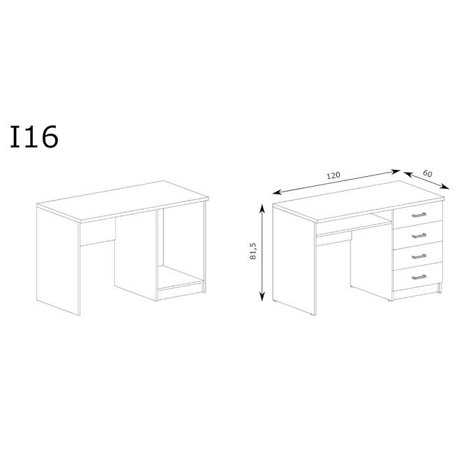 Schreibtisch Indianapolis 120cm Asche Dunkel