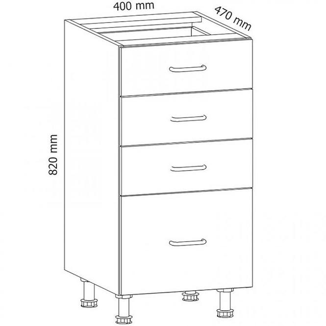 Küchenzeile Linea D40s4 Grau