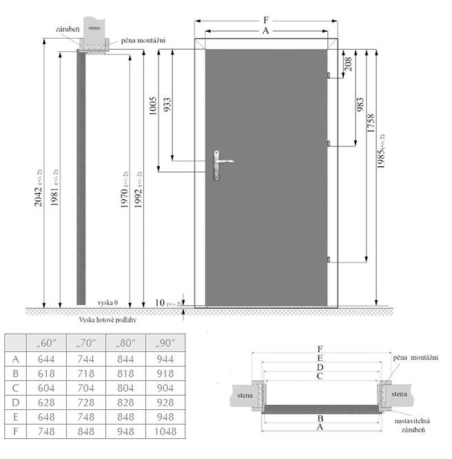 Innentür Kwadro 4*4 80R Eiche Wotan