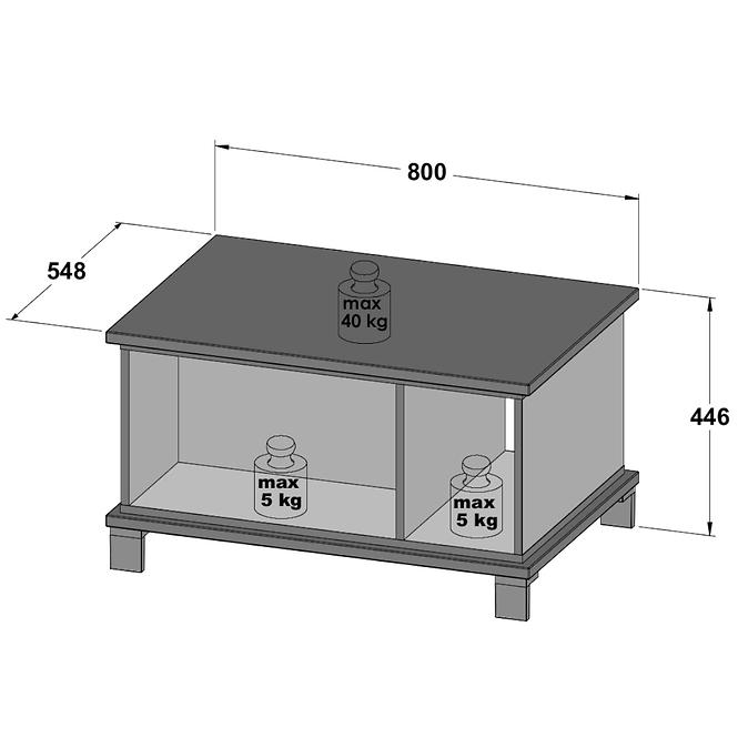 Couchtisch Trondheim 80cm Eiche Artisan/Schwarz